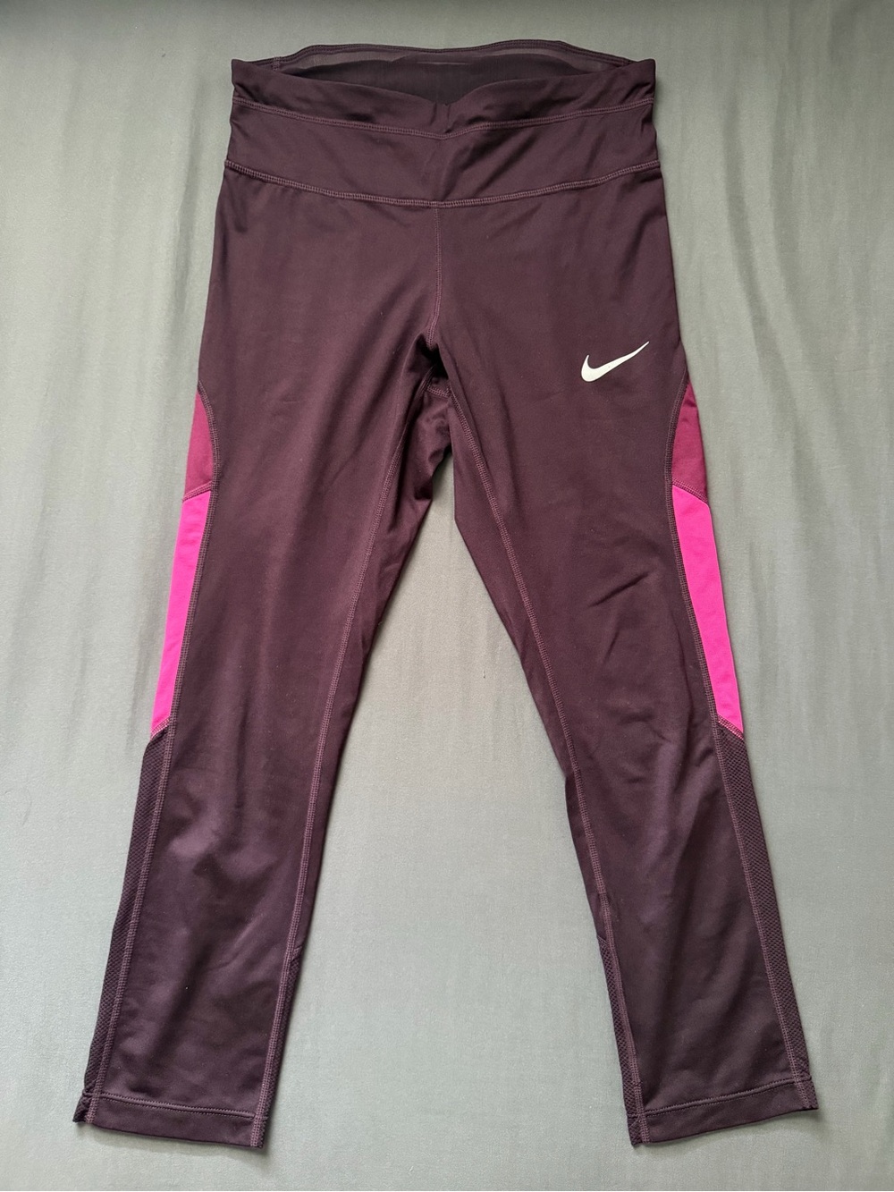 Nike Women's Plum Leggings with Hot Pink Side Panels